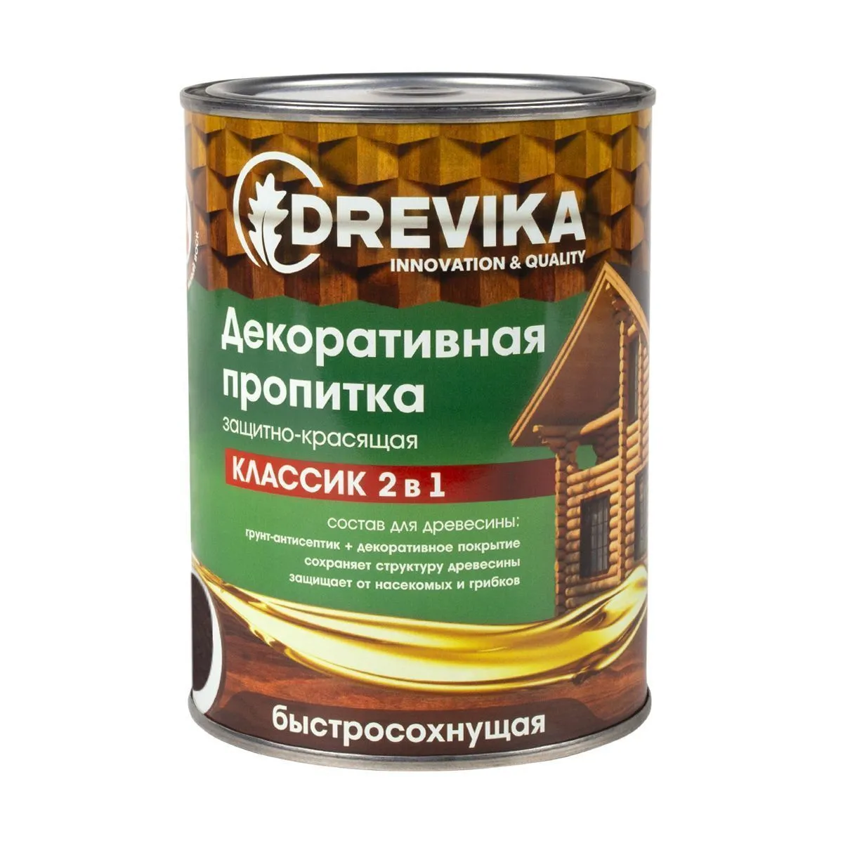 ПРОПИТКА ДЕКОРАТИВНАЯ "КЛАССИК 2 В 1" ОРЕХ 0,75 Л (1/8) "DREVIKA"