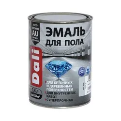 ЭМАЛЬ ДЛЯ ПОЛА АЛКИДНО-УРЕТАН. "DALI" СЕРАЯ  0,8 Л (1/6) "РОГНЕДА"