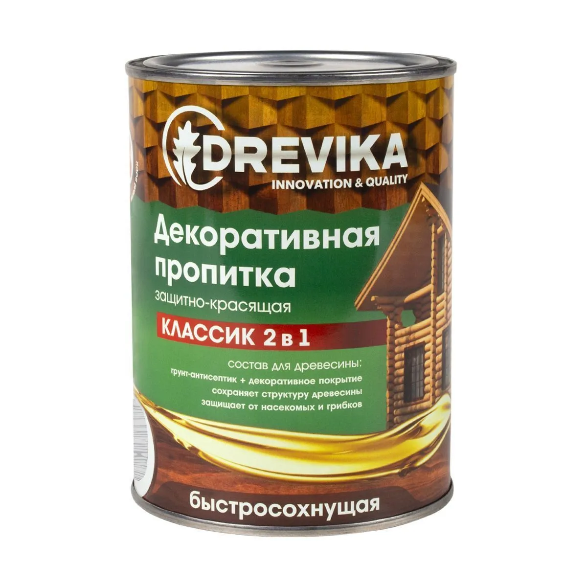 ПРОПИТКА ДЕКОРАТИВНАЯ "КЛАССИК 2 В 1" БЕСЦВЕТНЫЙ 0,75 Л (1/8) "DREVIKA"