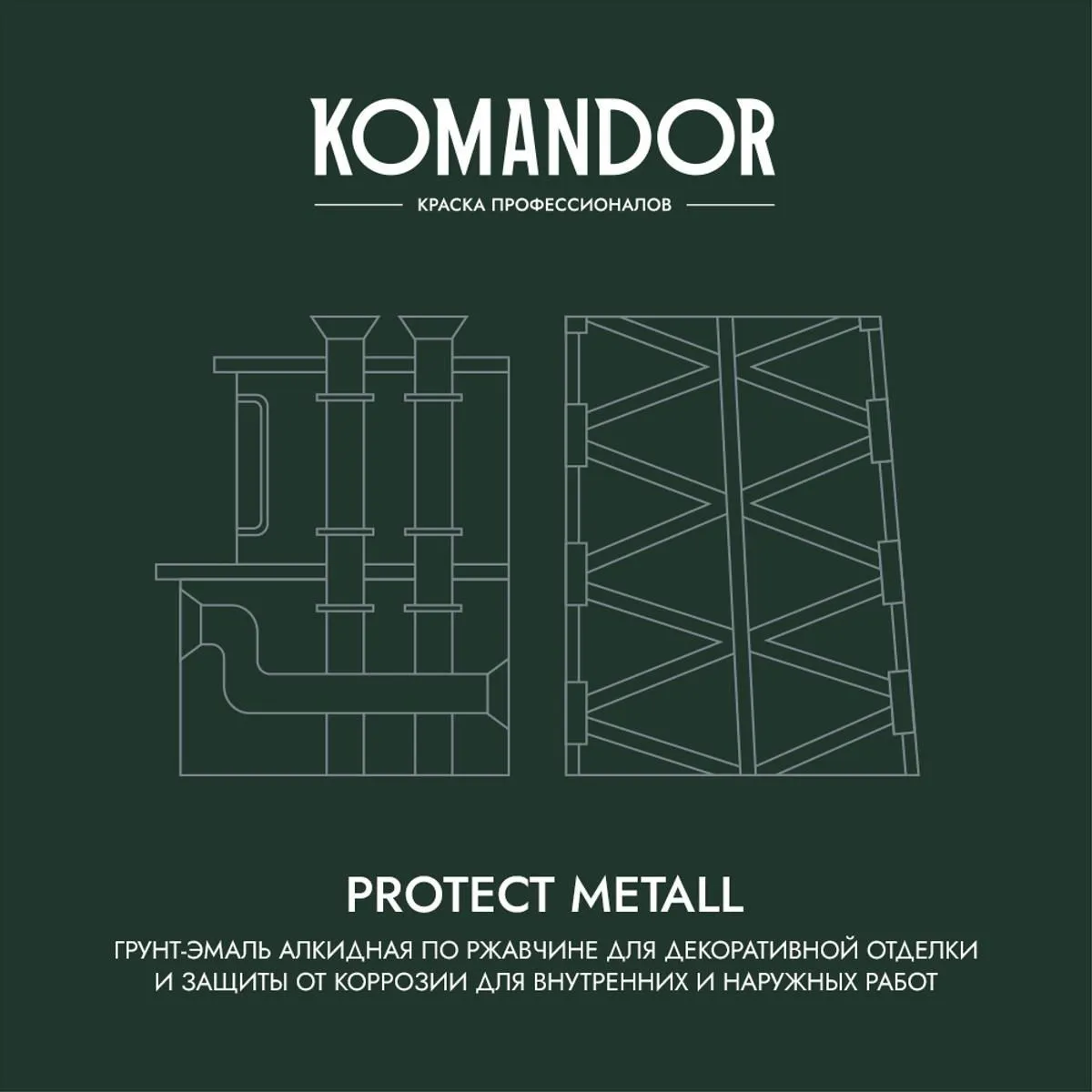 ГРУНТ-ЭМАЛЬ ПО РЖАВЧИНЕ 3 В 1 "PROTECT METALL" ГЛЯНЦЕВАЯ 2,7 Л СЕРАЯ RAL 7004 (1) "KOMANDOR"