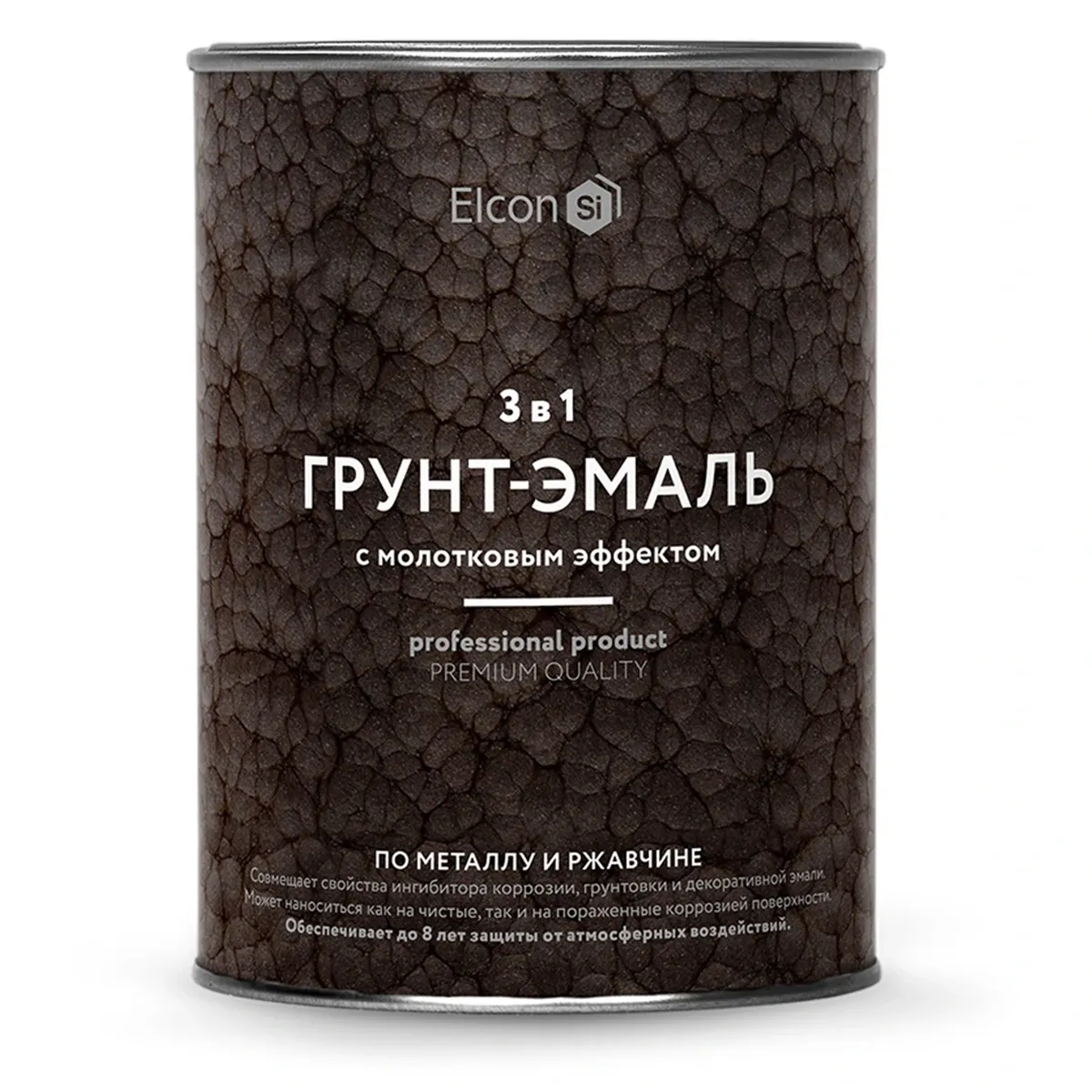 ГРУНТ-ЭМАЛЬ ПО РЖАВЧИНЕ 3 В 1 МОЛОТКОВАЯ ЗОЛОТО 0,8 КГ (1/12) "ELCON"