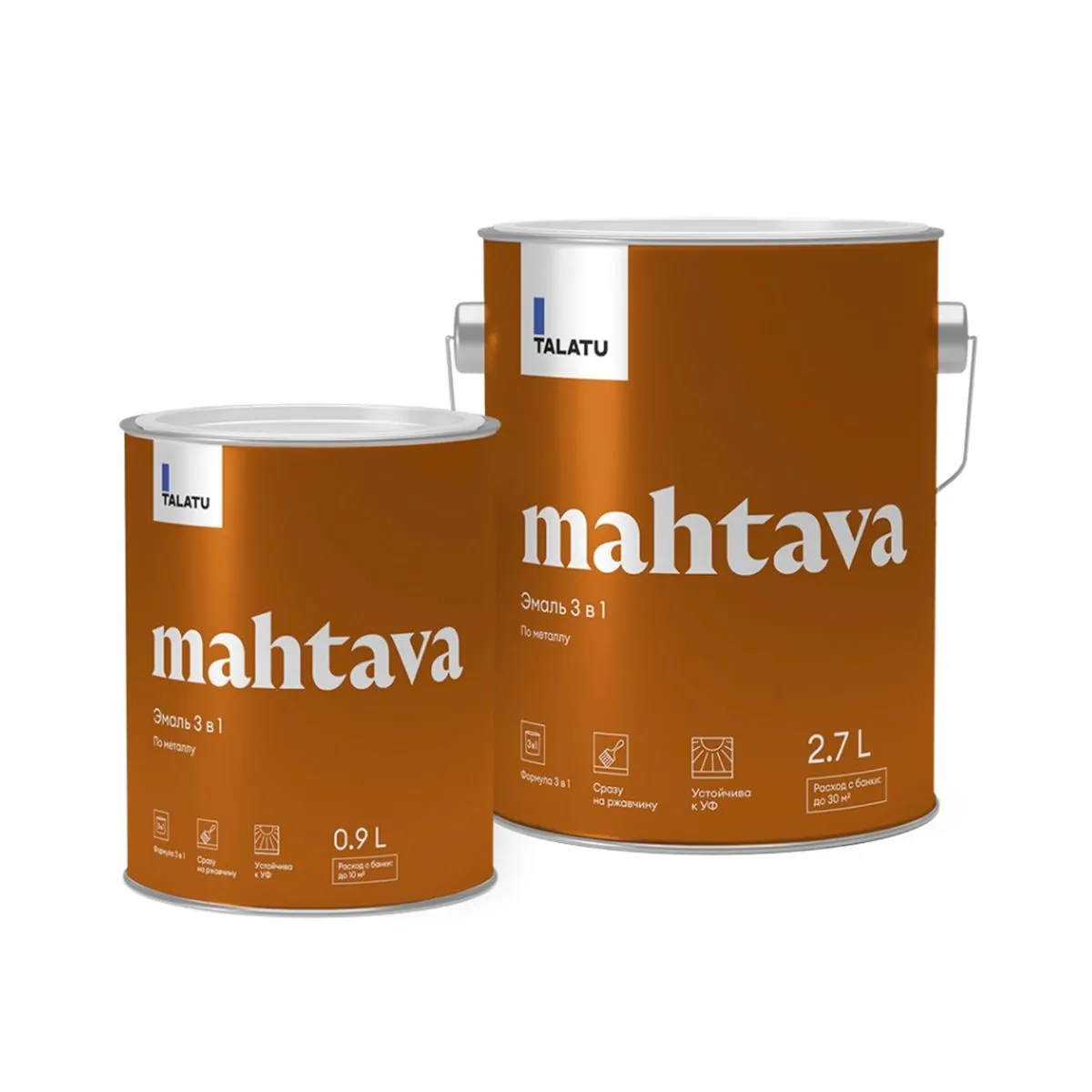 ГРУНТ-ЭМАЛЬ ПО РЖАВЧИНЕ 3 В 1 "MAHTAVA" ГЛЯНЦЕВАЯ БАЗА С 2,7 Л (1) "TALATU"