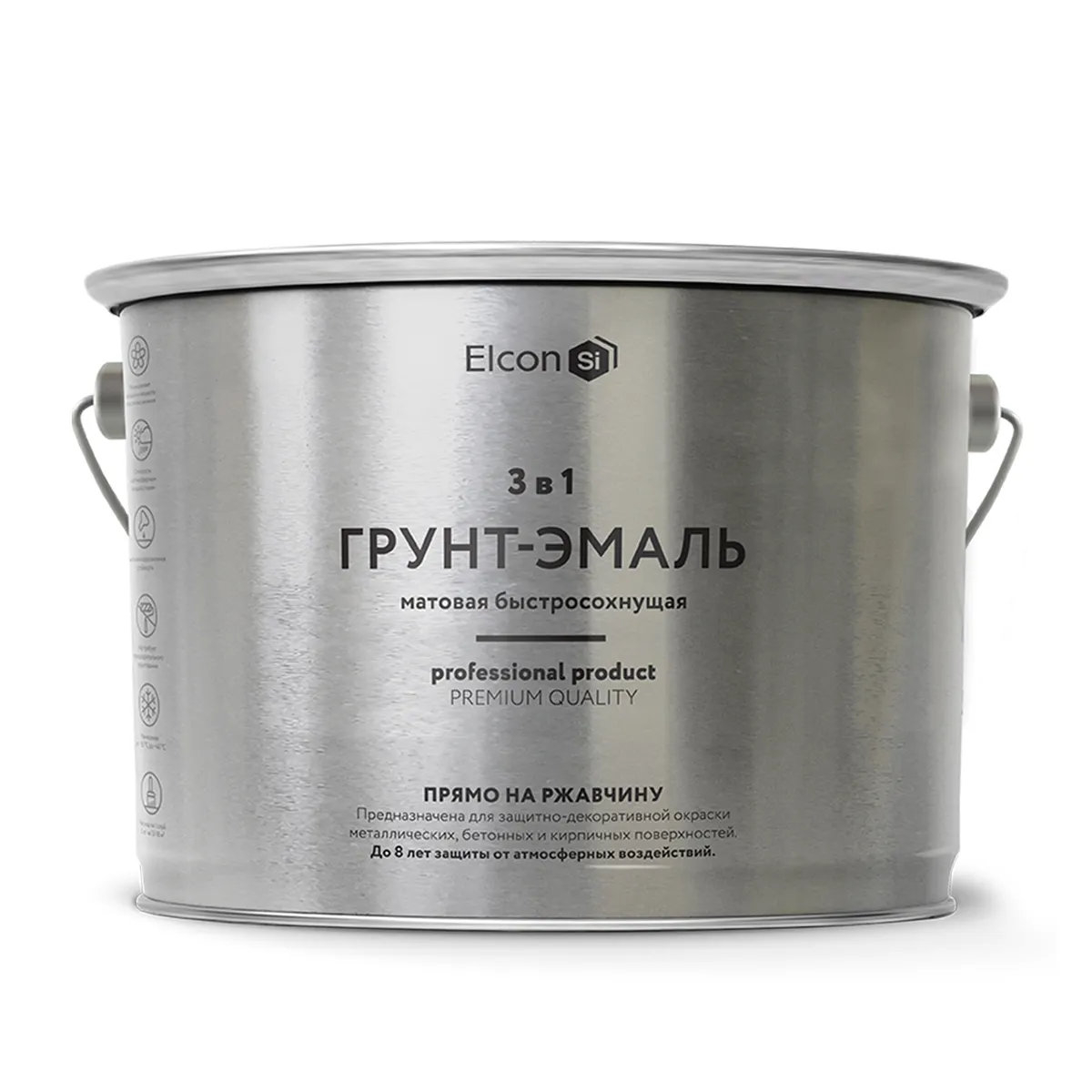 ГРУНТ-ЭМАЛЬ ПО РЖАВЧИНЕ 3 В 1 МАТОВАЯ ЗЕЛЕНАЯ  2 КГ (1/4) "ELCON"