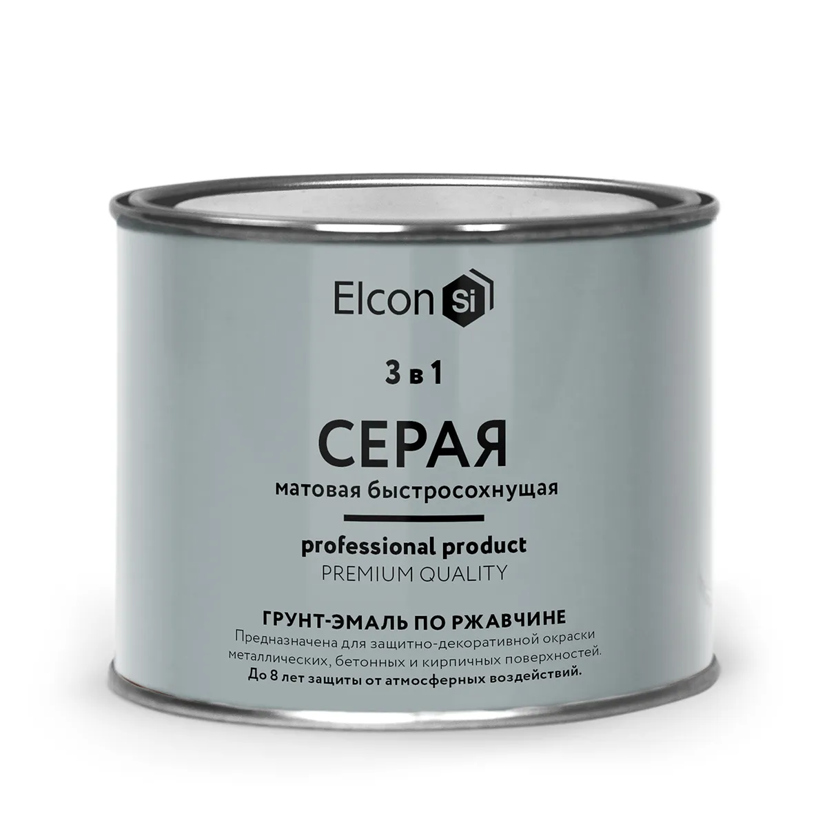 ГРУНТ-ЭМАЛЬ ПО РЖАВЧИНЕ 3 В 1 МАТОВАЯ СЕРАЯ  0,4 КГ (1/24) "ELCON"