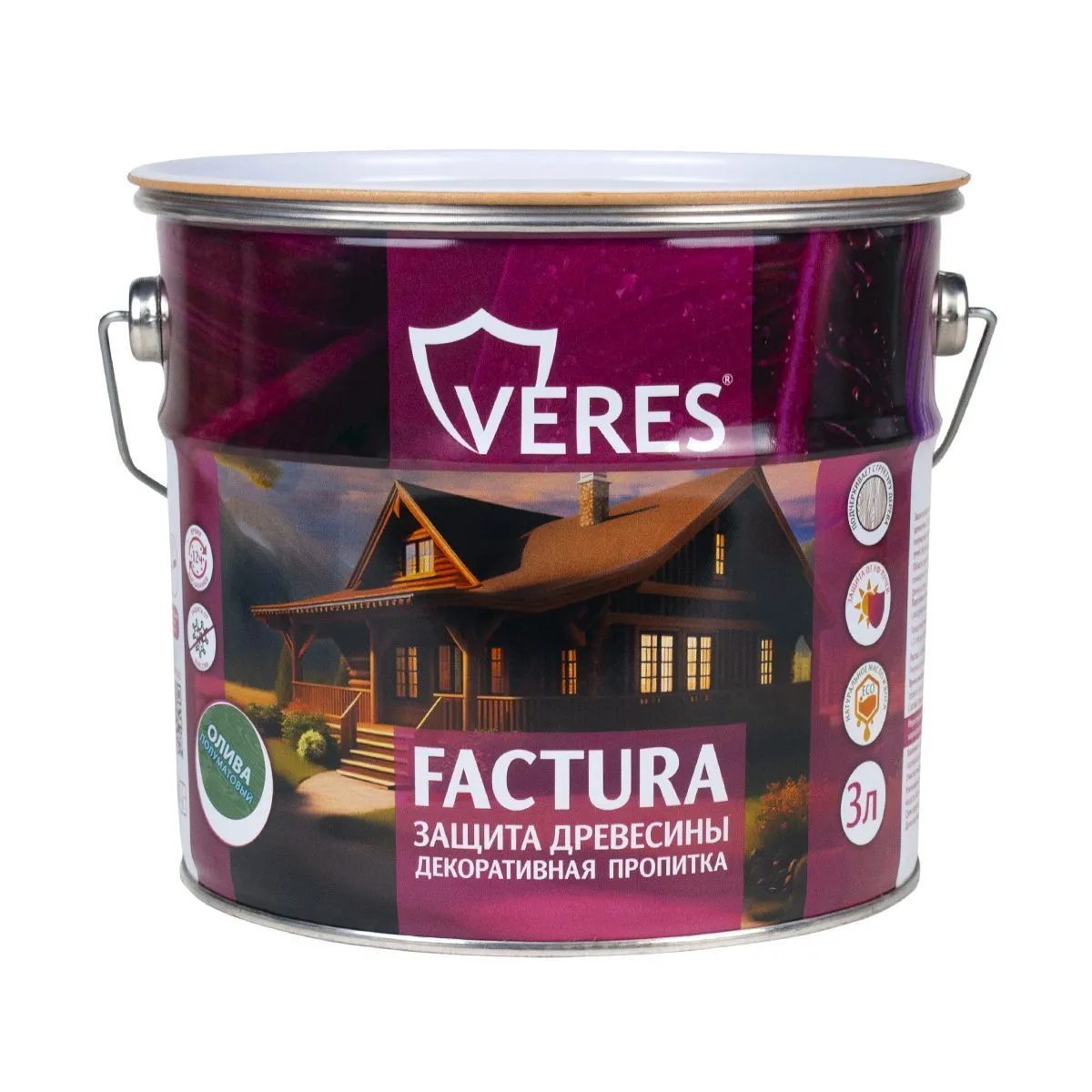 ПРОПИТКА ДЕКОРАТИВНАЯ "FACTURA" ОЛИВА 3 Л (1/4) "VERES"