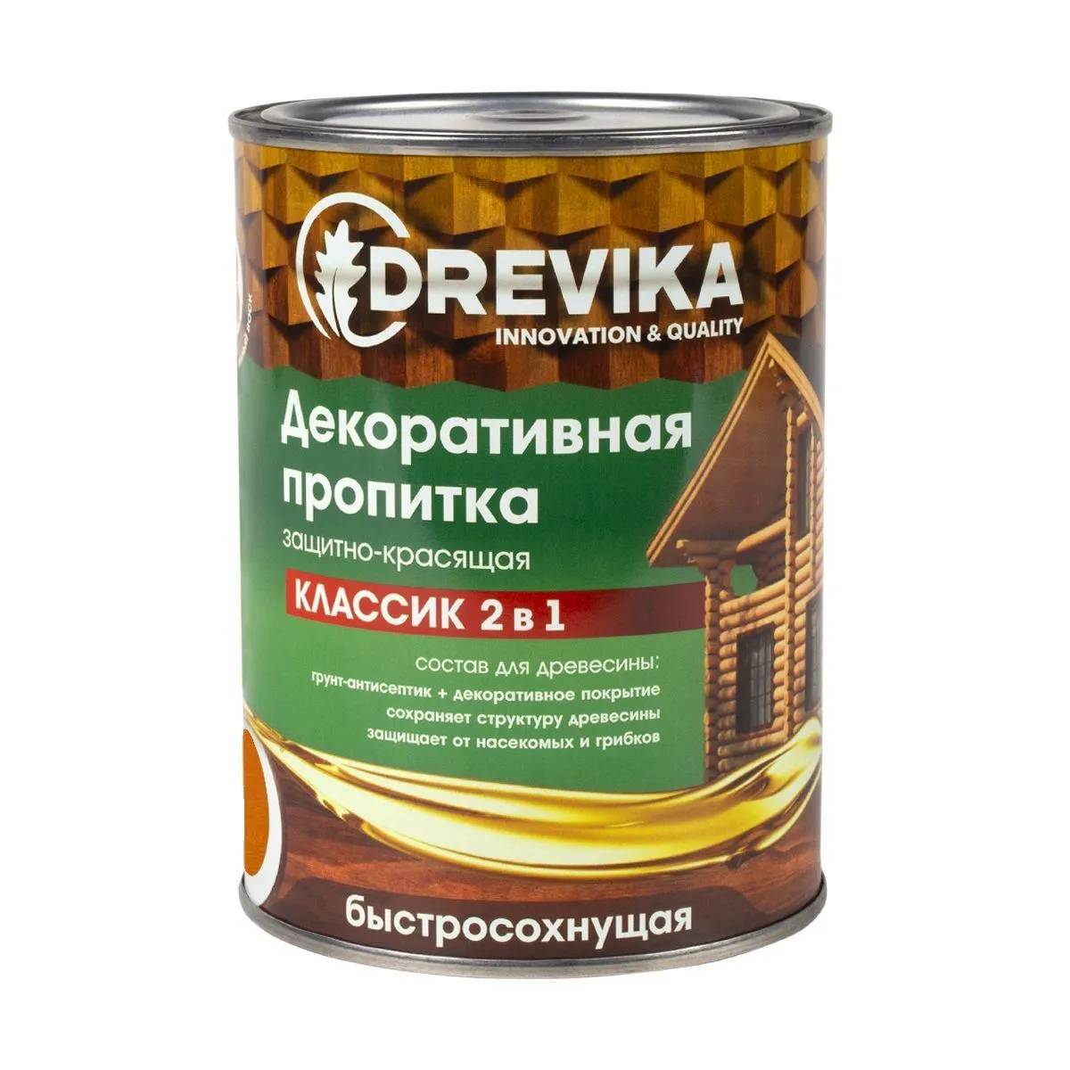 ПРОПИТКА ДЕКОРАТИВНАЯ "КЛАССИК 2 В 1" РЯБИНА 0,75 Л (1/8) "DREVIKA"
