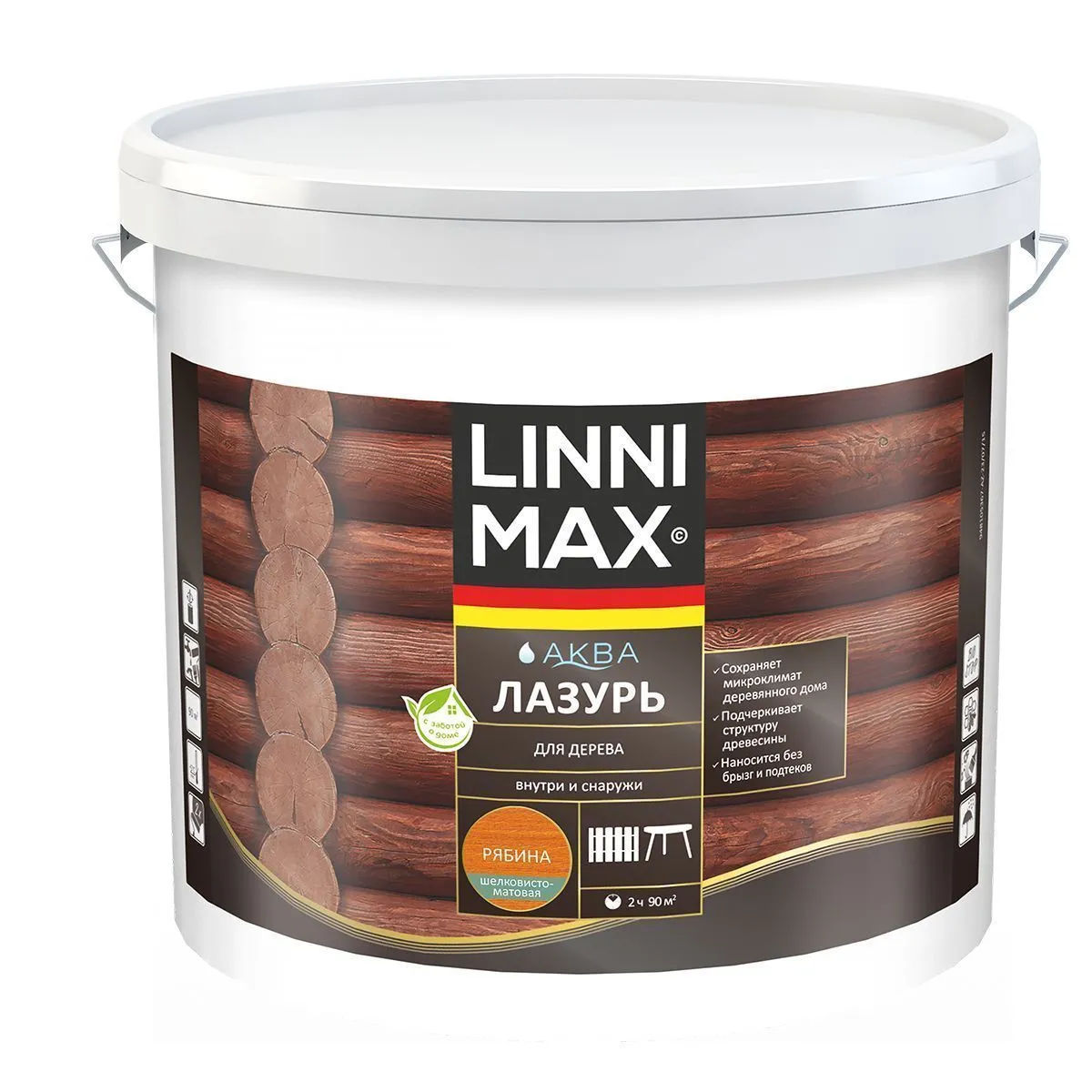 ЛАЗУРЬ ДЕРЕВОЗАЩИТНАЯ "АКВА" РЯБИНА 9 Л (1) "LINNIMAX"