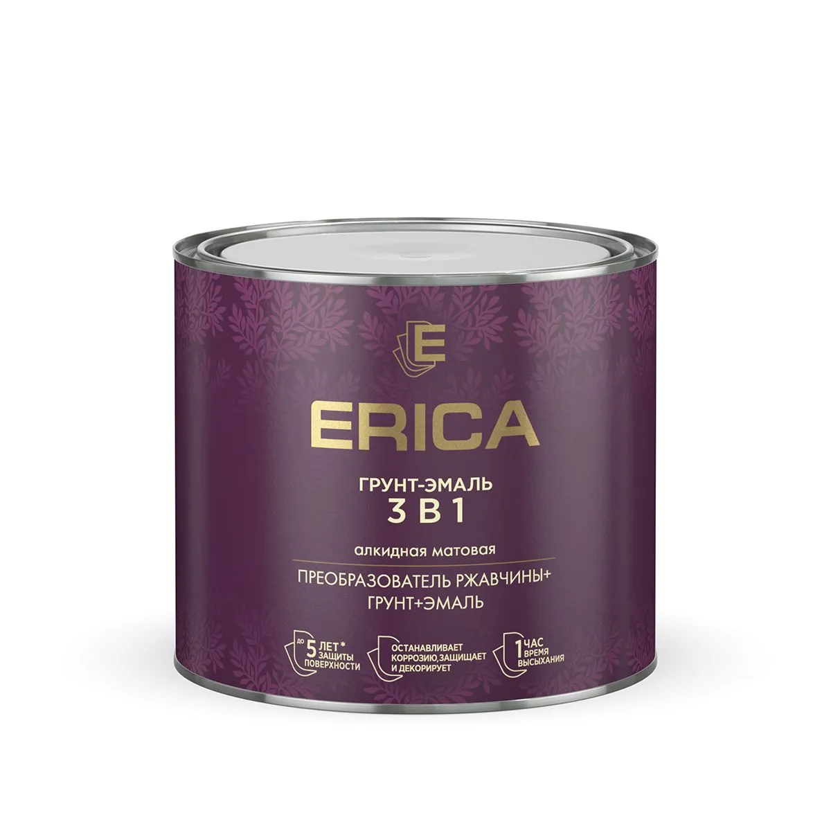 ГРУНТ- ЭМАЛЬ ПО РЖАВЧИНЕ "ERICA" ЗЕЛЕНАЯ 1,8 КГ (6)