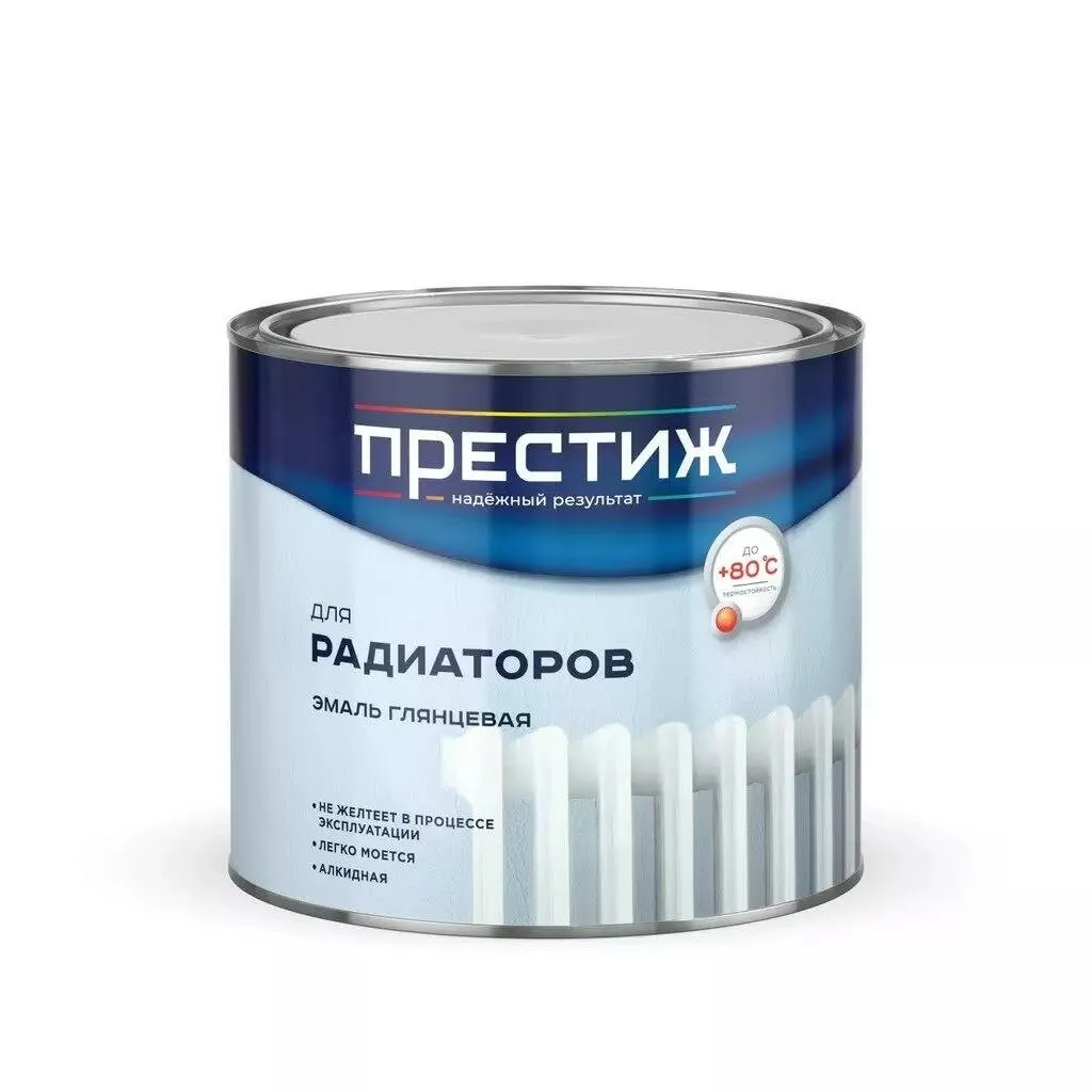 ЭМАЛЬ ДЛЯ РАДИАТОРОВ БЕЛАЯ 1,9 КГ (1/6) "ПРЕСТИЖ"