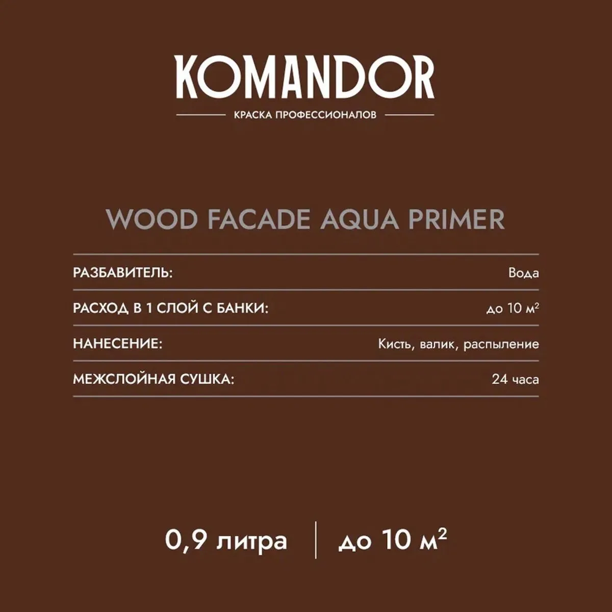 ГРУНТОВКА-АНТИСЕПТИК "WOOD FACADE AQUA PRIMER" 2,7 Л (1) "KOMANDOR"