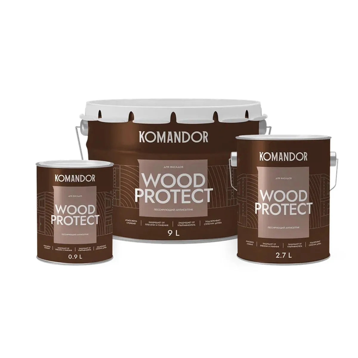 АНТИСЕПТИК ЛЕССИРУЮЩИЙ "WOOD PROTECT" 2,7 Л (1) "KOMANDOR"
