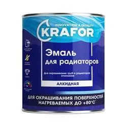 ЭМАЛЬ ДЛЯ РАДИАТОРОВ БЕЛАЯ  0,9 КГ (1/6) "KRAFOR"