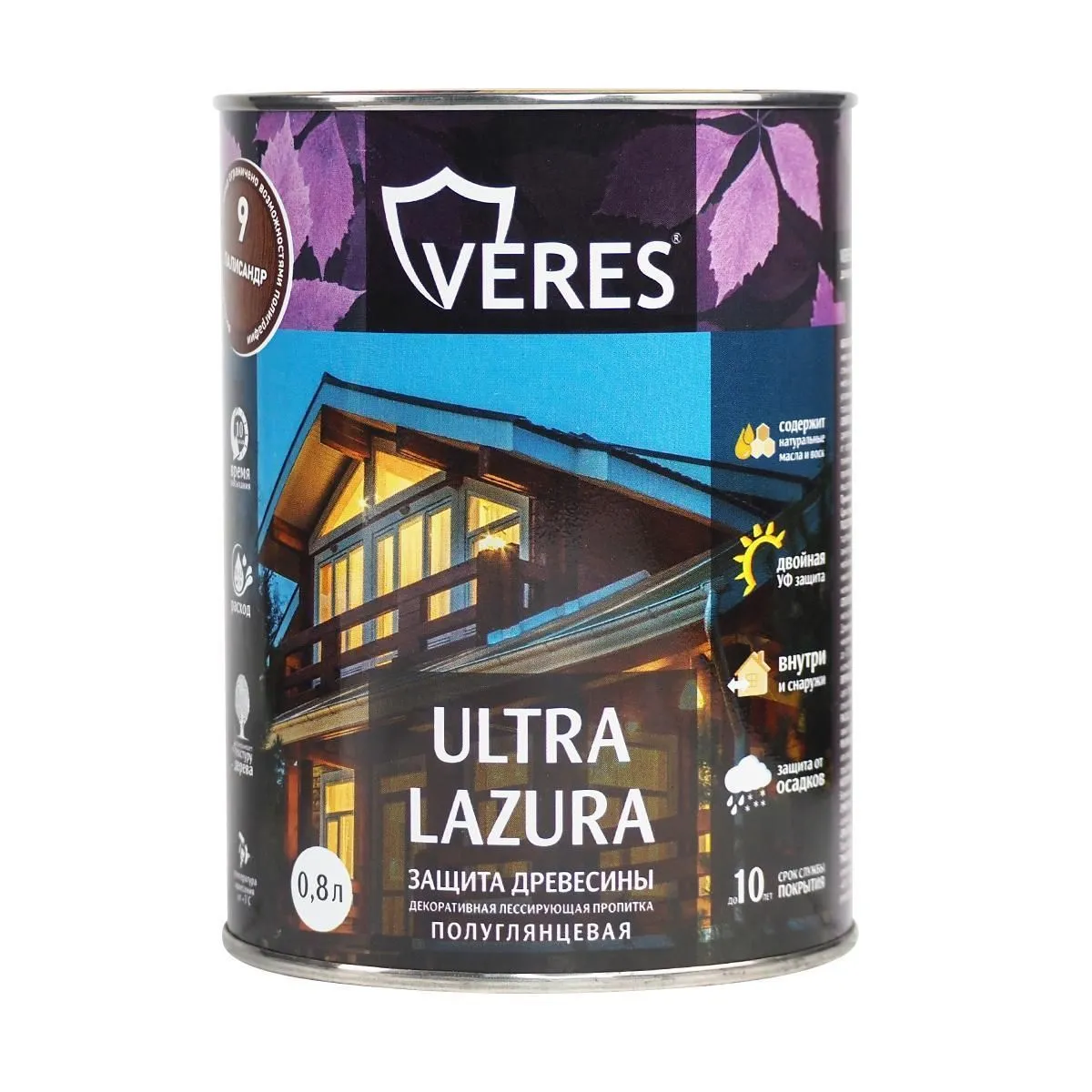 ВЕРЕС УЛЬТРА ЛАЗУРА № 9 ПАЛИСАНДР  0,8 Л (1/8) "VERES" VU-19