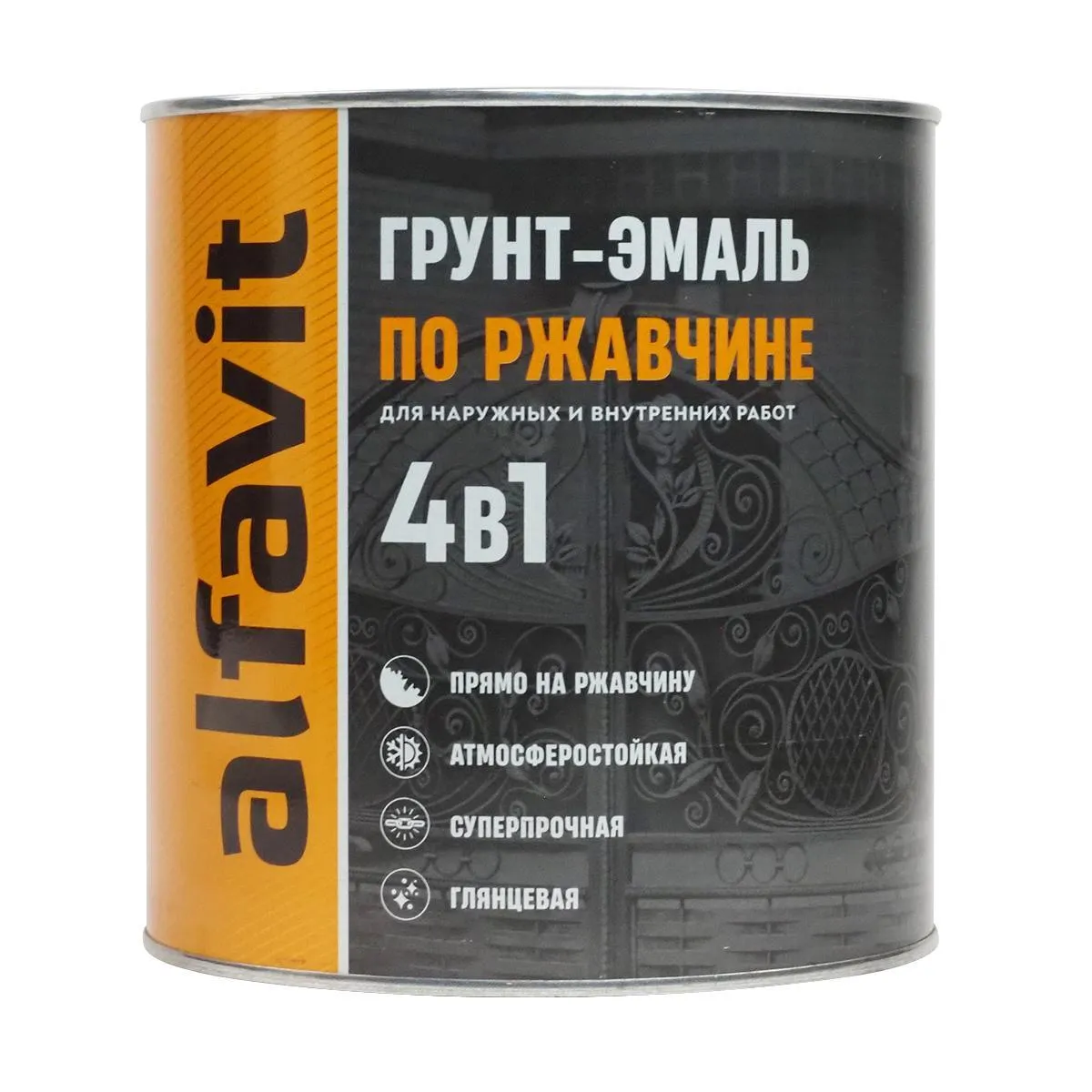 ГРУНТ-ЭМАЛЬ ПО РЖАВЧИНЕ 4 В 1 "ALFAVIT" СВЕТЛО-СЕРАЯ 2,6 КГ (1/6)