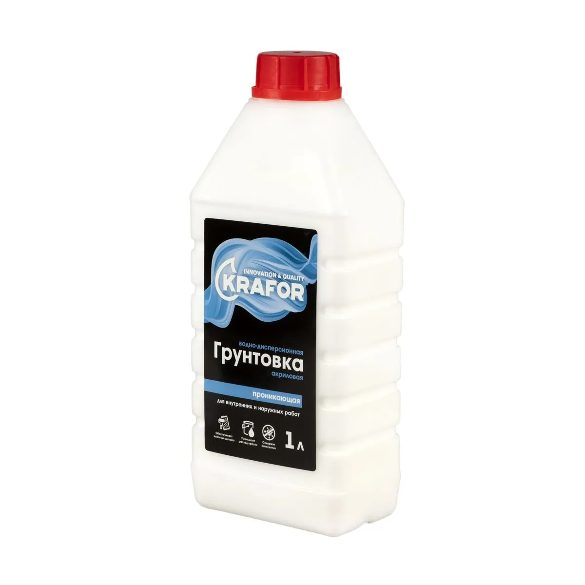 ГРУНТОВКА ПРОНИК. УНИВЕРС.  1 Л (1/12) "KRAFOR" (СИНЯЯ ЭТИК.)