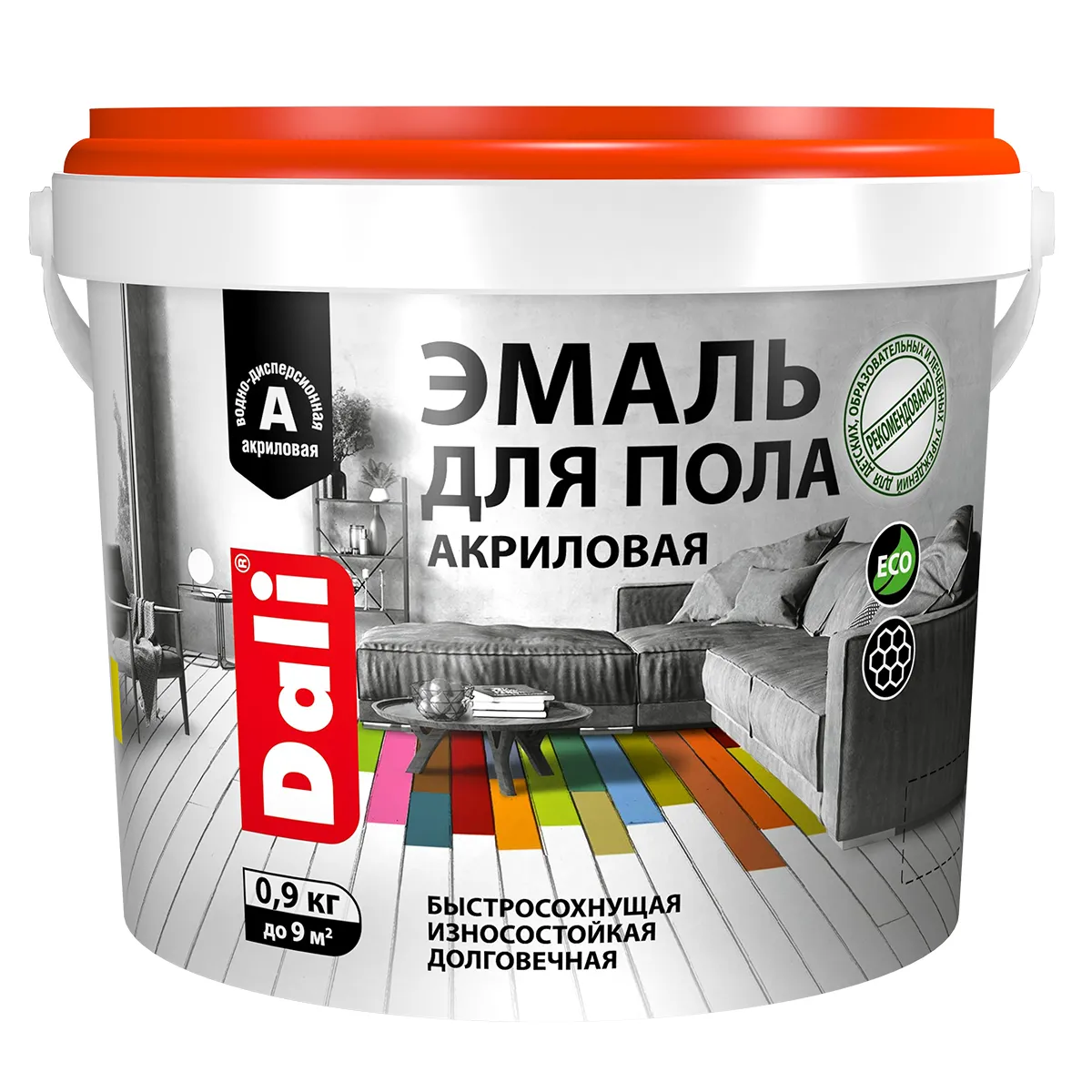 ЭМАЛЬ ДЛЯ ПОЛА АКРИЛОВАЯ "DALI"  БАЗА A  0,9 КГ (1/6) "РОГНЕДА"