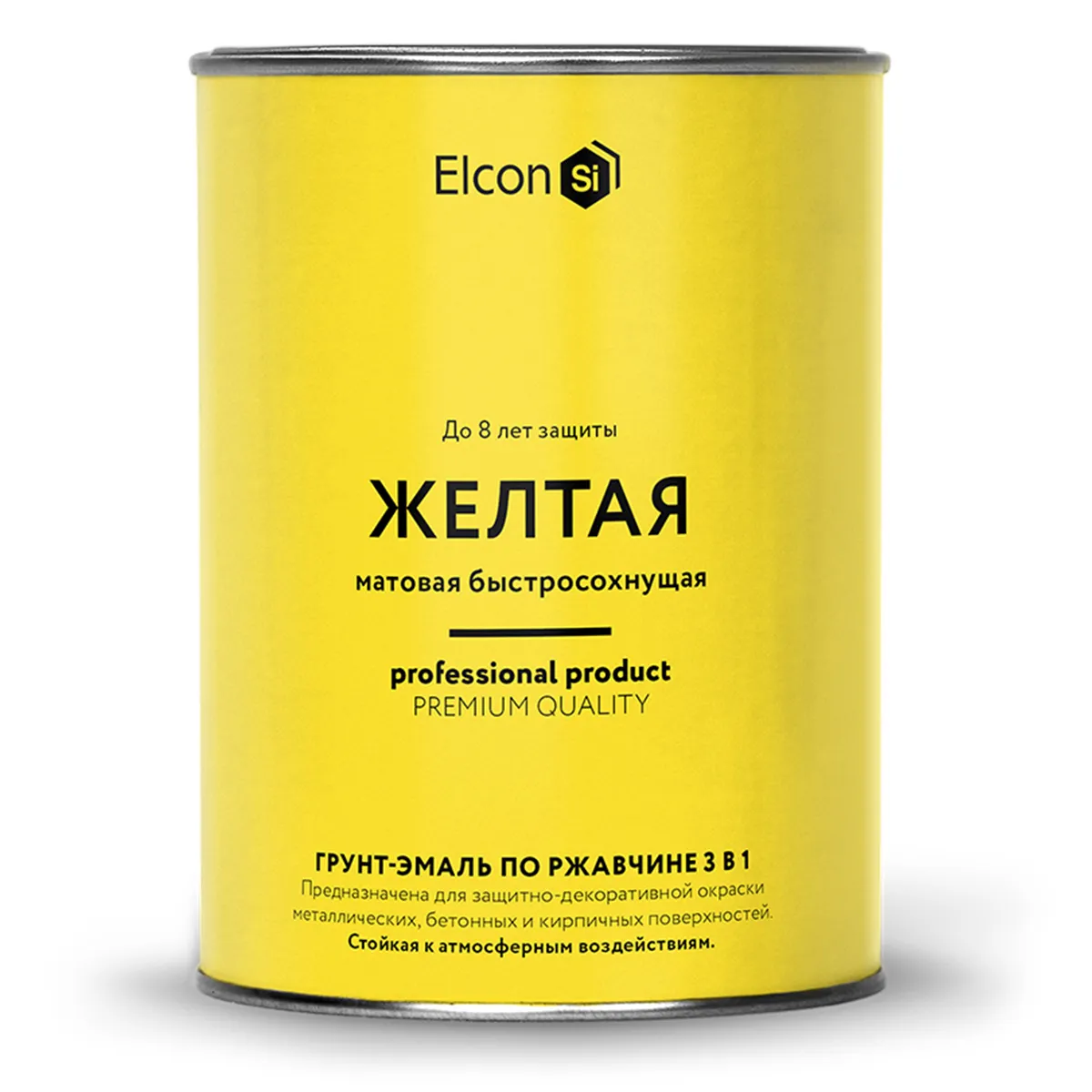 ГРУНТ-ЭМАЛЬ ПО РЖАВЧИНЕ 3 В 1 МАТОВАЯ ЖЕЛТАЯ  0,8 КГ (1/12) "ELCON"