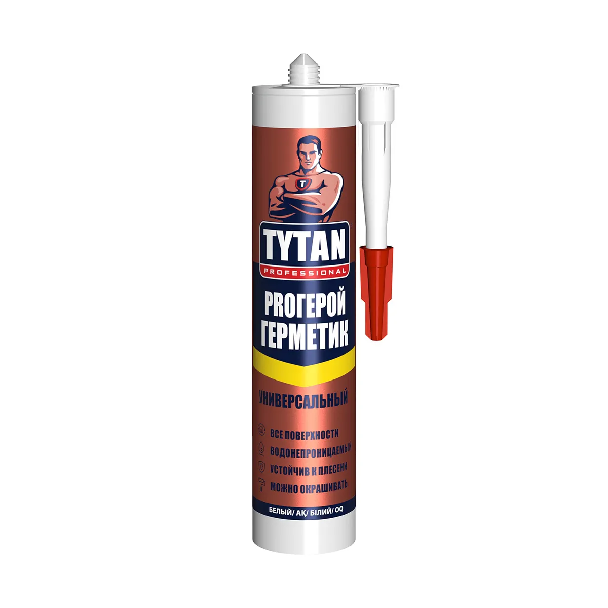 ГЕРМЕТИК СИЛИКОН. УНИВЕРСАЛЬНЫЙ "PROГЕРОЙ" БЕЛЫЙ 280 МЛ (12) "TYTAN PROFESSIONAL"