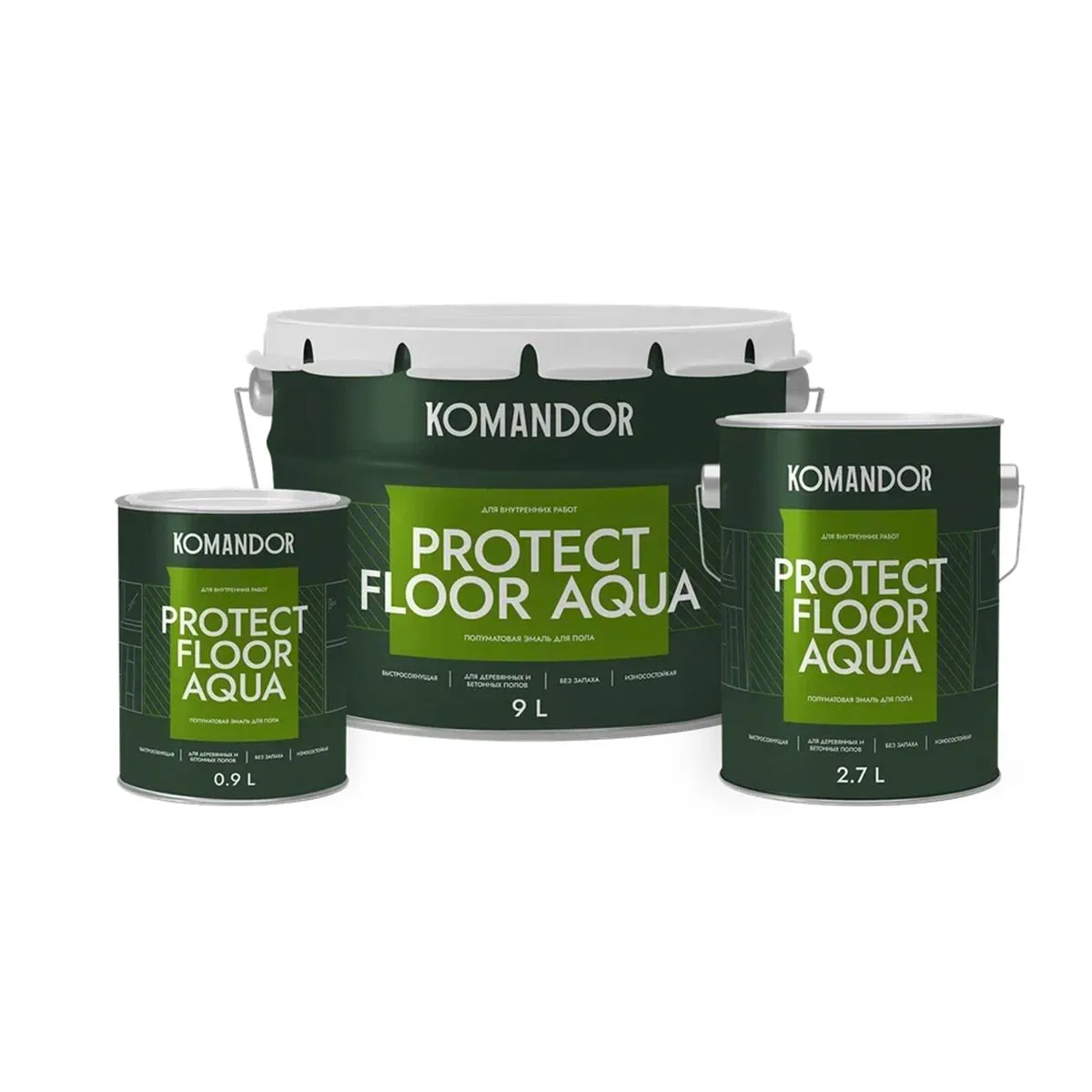 ЭМАЛЬ "PROTECT FLOOR AQUA" ДЛЯ ПОЛА БАЗА A 0,9 Л (1/6) "KOMANDOR"