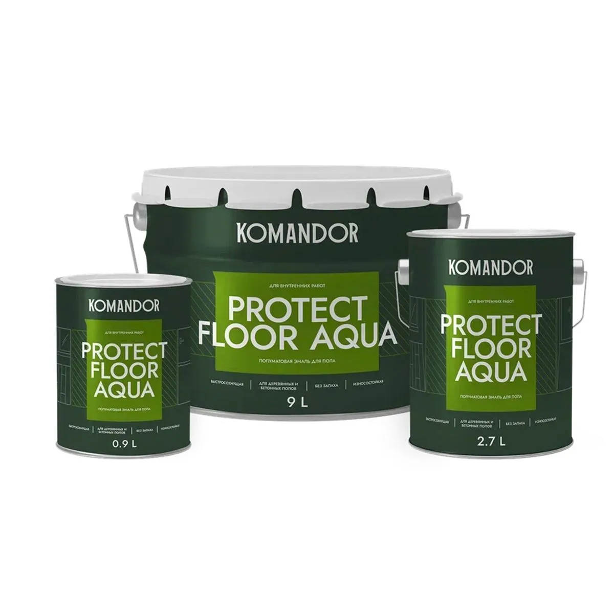 ЭМАЛЬ "PROTECT FLOOR AQUA" ДЛЯ ПОЛА БАЗА C 9 Л (1) "KOMANDOR"