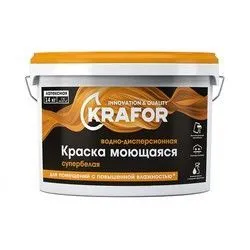 КРАСКА В/Д ЛАТЕКСНАЯ  ИНТЕР. МОЮЩАЯСЯ СУПЕРБЕЛАЯ 14 КГ (1) "KRAFOR"  (ОРАНЖ.)