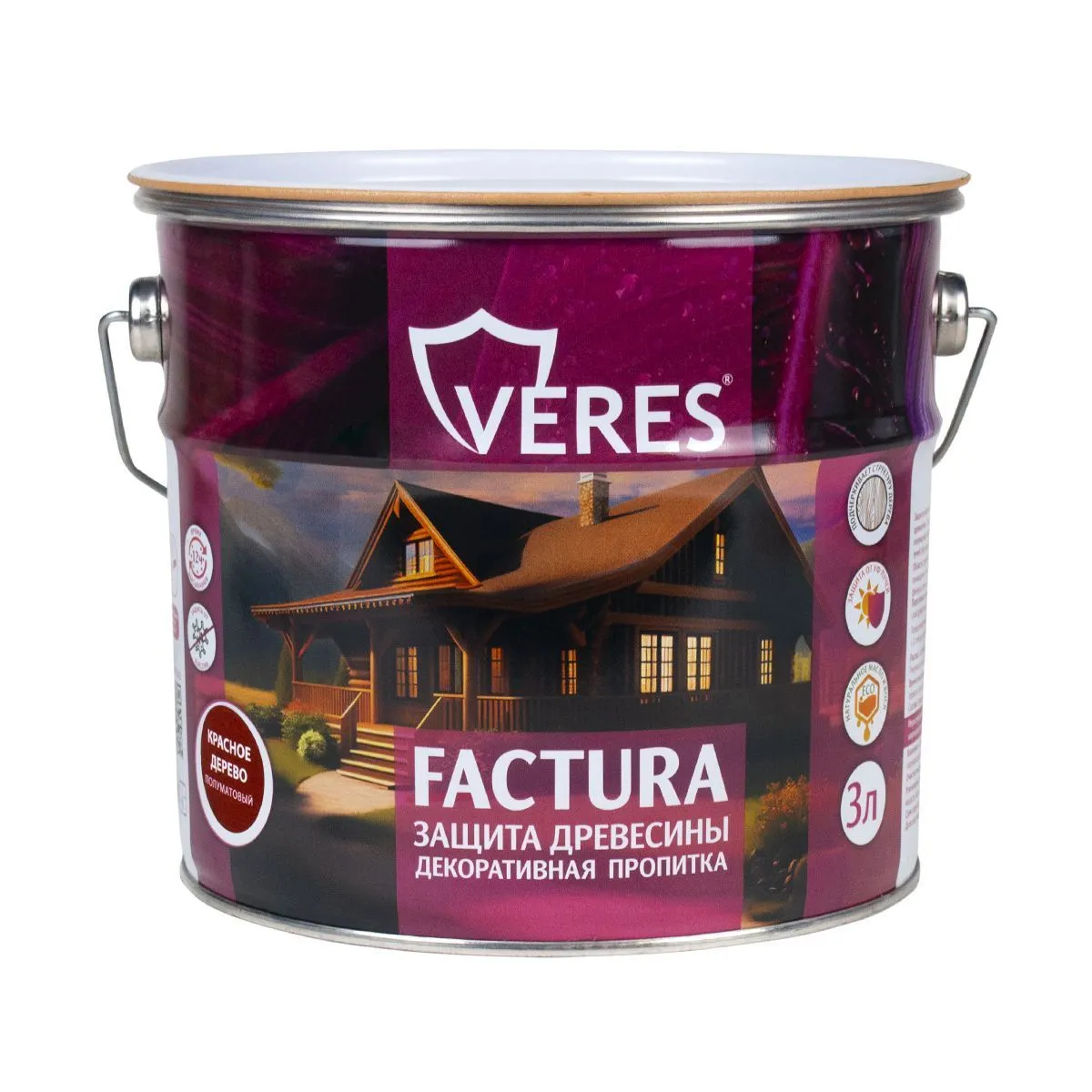 ПРОПИТКА ДЕКОРАТИВНАЯ "FACTURA" КРАСНОЕ ДЕРЕВО 3 Л (1/4) "VERES"