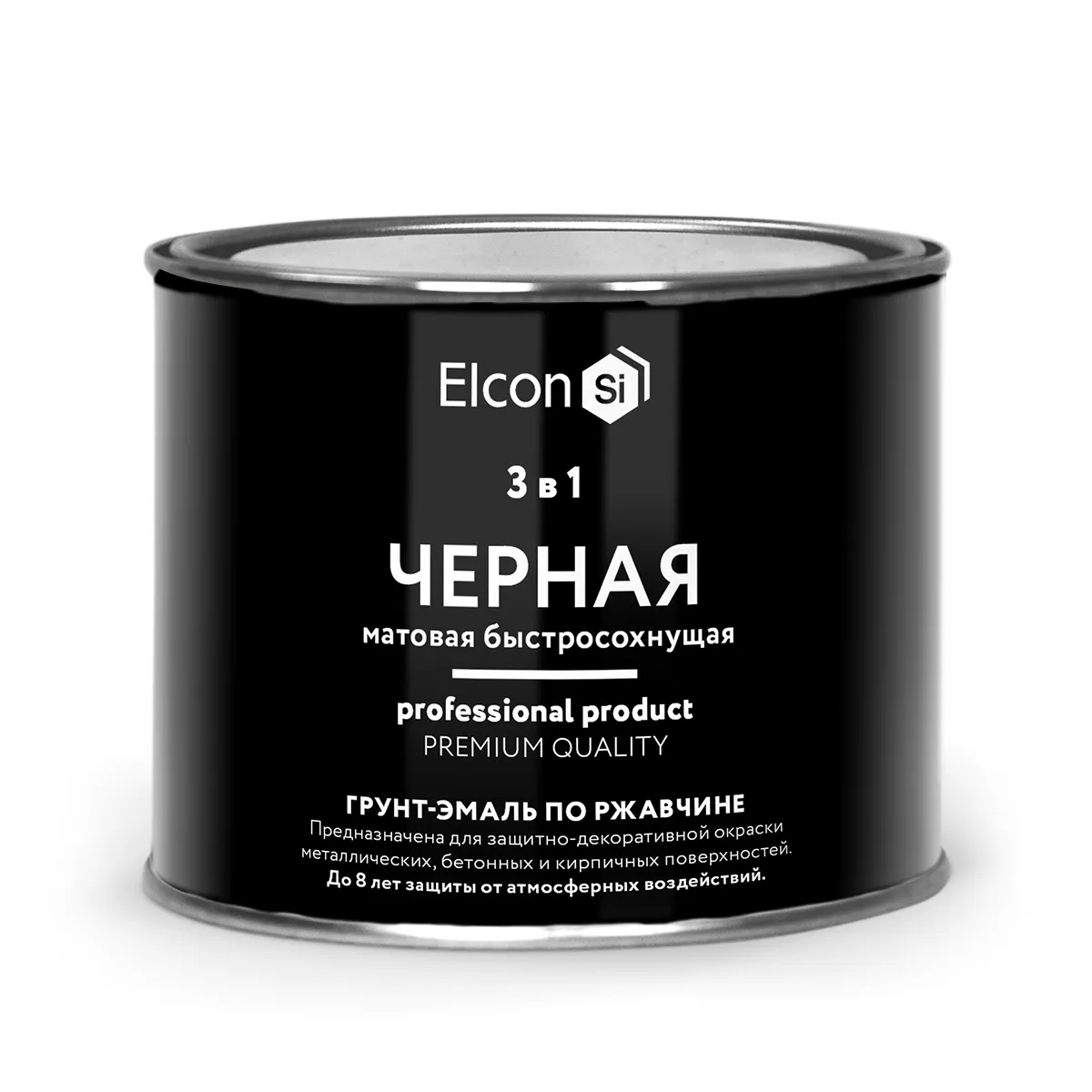 ГРУНТ-ЭМАЛЬ ПО РЖАВЧИНЕ 3 В 1 МАТОВАЯ ЧЕРНАЯ  0,4 КГ (1/24) "ELCON"