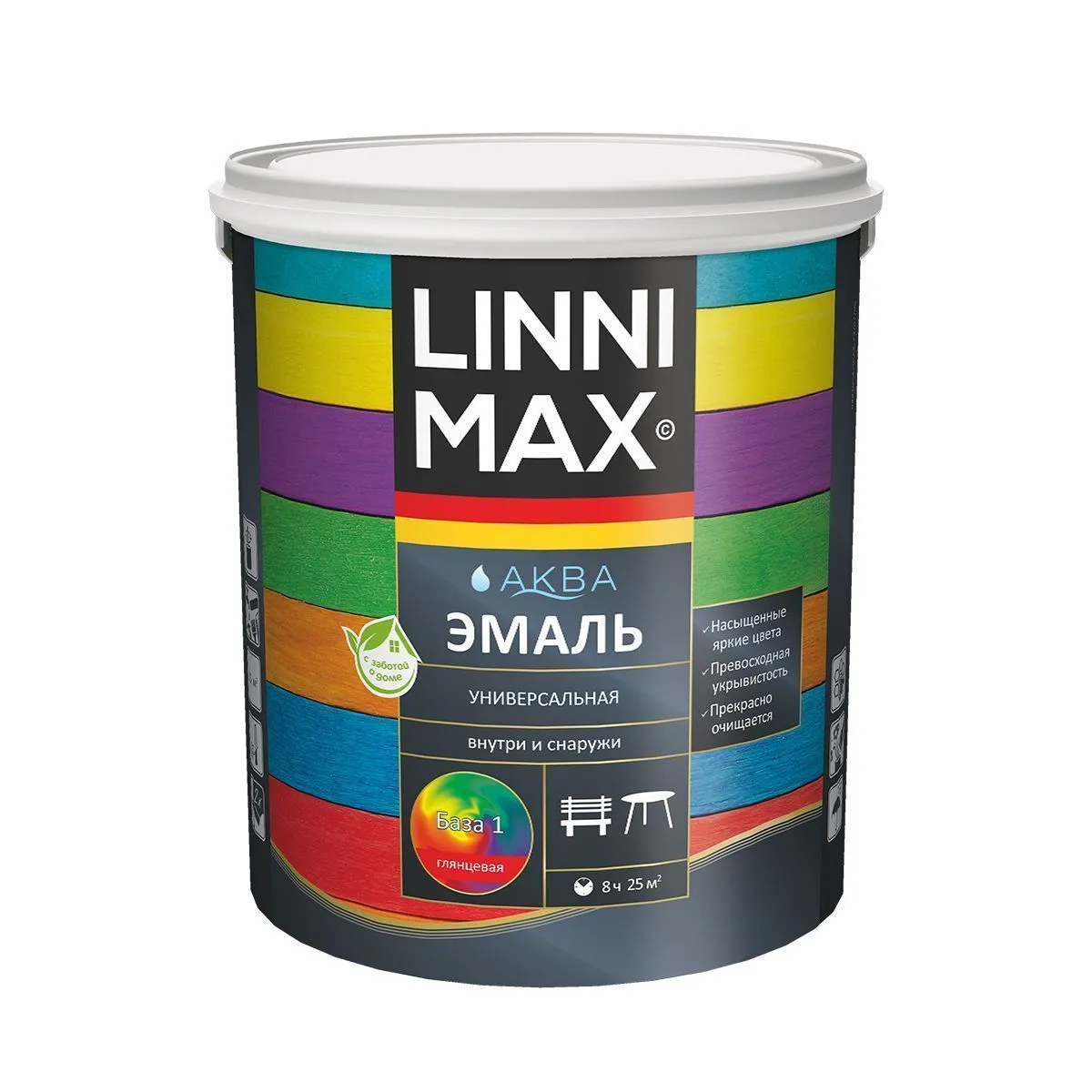 ЭМАЛЬ АКРИЛОВАЯ "АКВА" УНИВЕРС. ГЛЯНЦ. БАЗА 1 БЕЛАЯ 2,5 Л (1) "LINNIMAX"