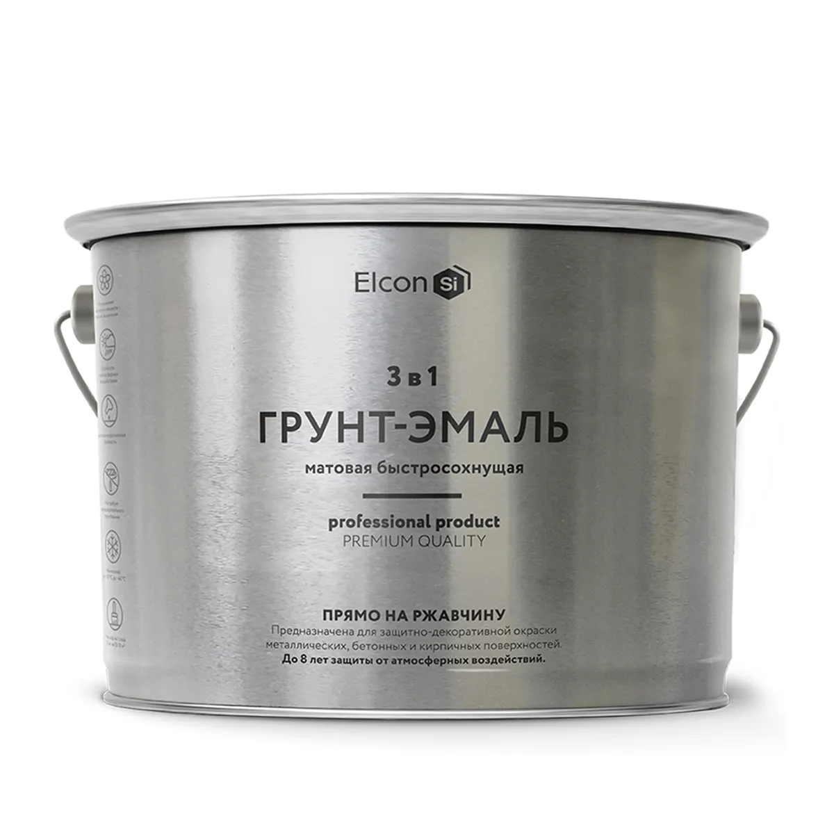 ГРУНТ-ЭМАЛЬ ПО РЖАВЧИНЕ 3 В 1 МАТОВАЯ КРАСНАЯ 10 КГ (1) "ELCON"