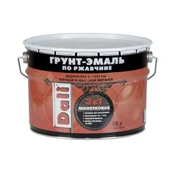 ГРУНТ- ЭМАЛЬ ПО РЖАВЧИНЕ "DALI" 3 В 1 МОЛОТКОВАЯ КОРИЧНЕВАЯ 10 Л (1) "РОГНЕДА"