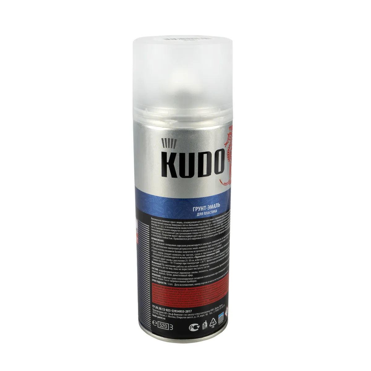 ГРУНТ-ЭМАЛЬ АЭРОЗОЛЬ ДЛЯ ПЛАСТИКА RAL 9003 БЕЛАЯ 520 МЛ (1/12) "KUDO" KU-6003