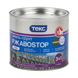 ГРУНТ- ЭМАЛЬ ПО РЖАВЧИНЕ "РЖАВОSTOP"  ЗЕЛЕНАЯ  2 КГ (1/6) ТЕКС