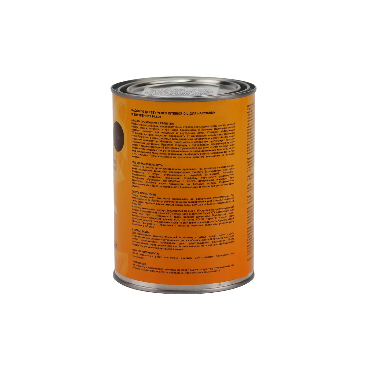 МАСЛО ПО ДЕРЕВУ "INTERIOR OIL" ДЛЯ ВНУТР. И НАРУЖНЫХ РАБОТ ПАЛИСАНДР 0,85 Л (1/14) "VERES"