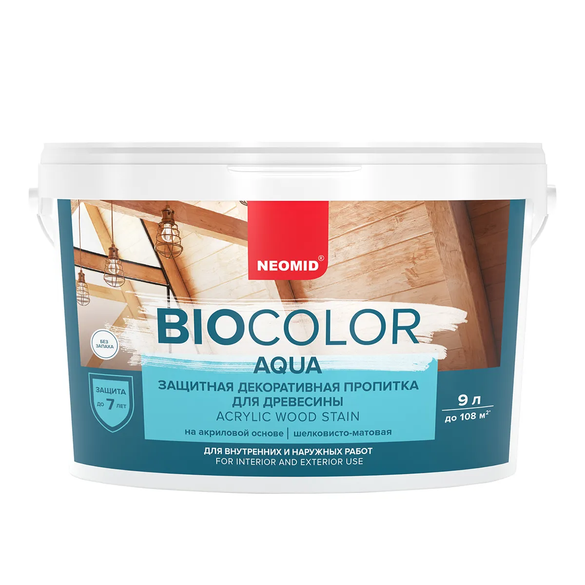 ПРОПИТКА ЗАЩИТНАЯ ДЕКОРАТИВНАЯ ДЛЯ ДРЕВЕСИНЫ "BIO COLOR AQUA" 2,3 Л ДУБ СВЕТЛЫЙ (1/4) "NEOMID"
