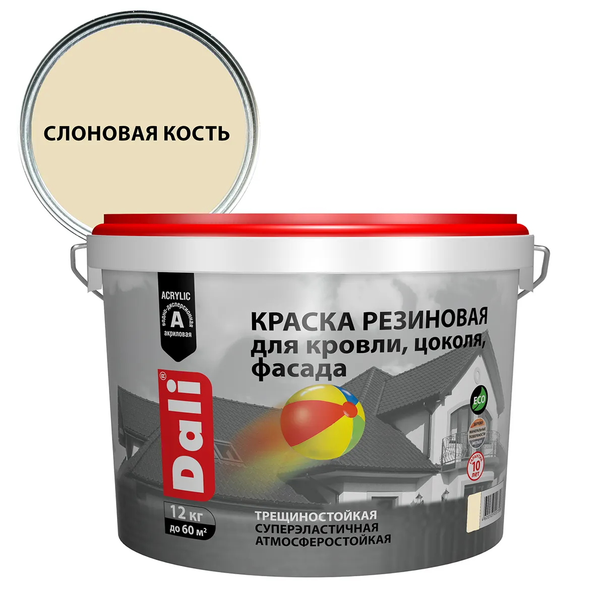 КРАСКА РЕЗИНОВАЯ "DALI" СЛОНОВАЯ КОСТЬ 12 КГ (1) "РОГНЕДА"