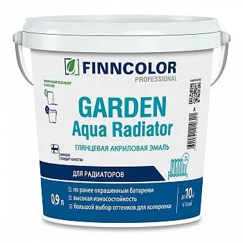 ЭМАЛЬ АКРИЛОВАЯ "GARDEN AQUA RADIATOR" ДЛЯ РАДИАТОРОВ БАЗА А ГЛЯНЦ. 0,9 Л (1/6) "FINNCOLOR"