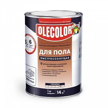 ЭМАЛЬ ДЛЯ ПОЛА БЫСТРОСОХНУЩАЯ ЖЕЛТО-КОРИЧНЕВАЯ 1,8 КГ (1/6) "OLECOLOR"