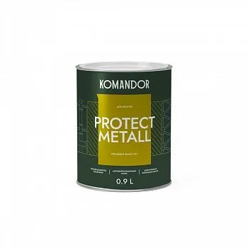 ГРУНТ-ЭМАЛЬ ПО РЖАВЧИНЕ 3 В 1 "PROTECT METALL" ГЛЯНЦЕВАЯ БАЗА C 0,9 Л (1/6) "KOMANDOR"