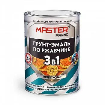 ГРУНТ-ЭМАЛЬ ПО РЖАВЧИНЕ МОЛОТКОВАЯ 3 В 1 КОРИЧНЕВАЯ 0,9 Л (1/14) "MASTER PRIME"
