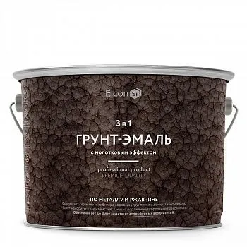 ГРУНТ-ЭМАЛЬ ПО РЖАВЧИНЕ 3 В 1 МОЛОТКОВАЯ СИНЯЯ 2 КГ (1/4) "ELCON"