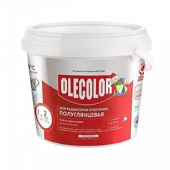 ЭМАЛЬ АКРИЛОВАЯ ДЛЯ РАДИАТОРОВ ПОЛУГЛЯНЦЕВАЯ БЕЛАЯ 0,5 КГ (1/12) "OLECOLOR"