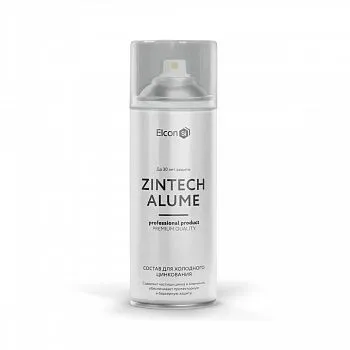 ГРУНТ-ЭМАЛЬ АЭРОЗОЛЬ ЦИНКОНАПОЛНЕННАЯ (ХОЛОДНОЕ ЦИНКОВАНИЕ) "ZINTECH ALUME" СЕРЕБРИСТЫЙ 520 МЛ (1/12) "ELCON"