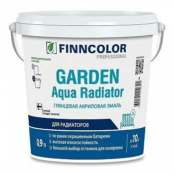 ЭМАЛЬ АКРИЛОВАЯ "GARDEN AQUA RADIATOR" ДЛЯ РАДИАТОРОВ БАЗА С ГЛЯНЦ. 0,9 Л (1/6) "FINNCOLOR"