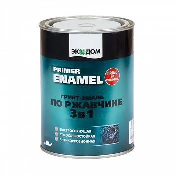 ГРУНТ- ЭМАЛЬ ПО РЖАВЧИНЕ "ЭКОДОМ"  3 В 1  ЗЕЛЕНЫЙ МОХ  0,9 КГ (1/6) "РОГНЕДА"