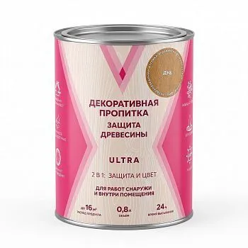 ПРОПИТКА ДЕКОРАТИВНАЯ "ULTRA" ДУБ  0,8 Л (1/14) "V"