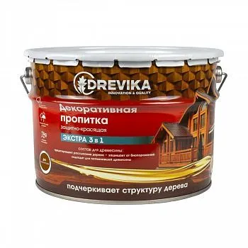 ПРОПИТКА ДЕКОРАТИВНАЯ "ЭКСТРА 3 В 1" ДУБ 9 Л (1) "DREVIKA"