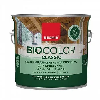 ПРОПИТКА ЗАЩИТНАЯ ДЕКОРАТИВНАЯ ДЛЯ ДРЕВЕСИНЫ "BIO COLOR CLASSIC" 2,7 Л ДУБ (1/3) "NEOMID"