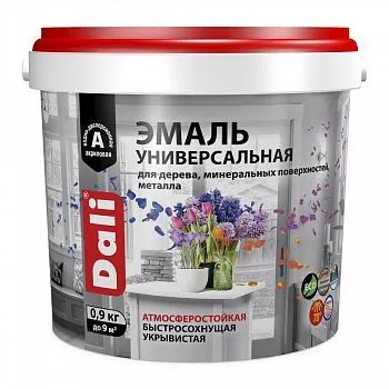 ЭМАЛЬ АКРИЛОВАЯ "DALI" УНИВЕРС. ПОЛУМАТОВ. СЕРАЯ (RAL 7004) 0,9 КГ (1/6) "РОГНЕДА"