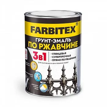 ГРУНТ-ЭМАЛЬ ПО РЖАВЧИНЕ 3 В 1 ЖЕЛТАЯ 0,8 КГ (1/14) "FARBITEX"