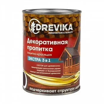 ПРОПИТКА ДЕКОРАТИВНАЯ "ЭКСТРА 3 В 1" ОРЕХ 0,8 Л (1/8) "DREVIKA"